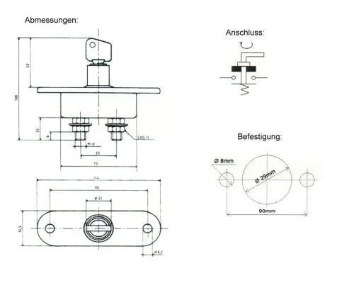 Batteryswitch 24V / 100A / 500A with key