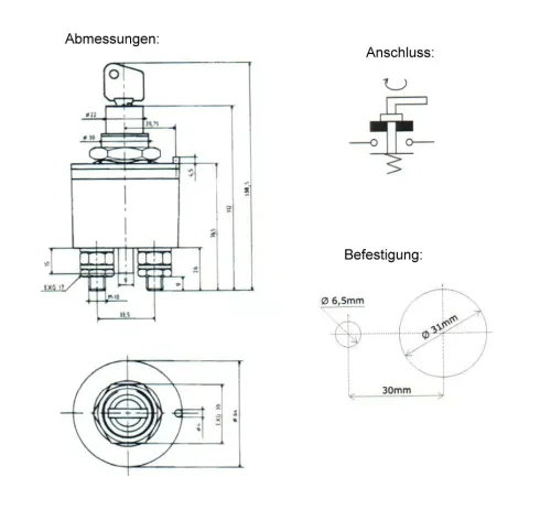 Batterie-Hauptschalter 24V / 300A / 3000A mit Schlüsselschalter
