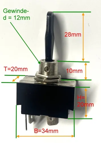 Kippschalter schwarz On-Off-Flash 12V / 20A