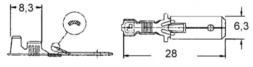Flachstecker mit Rastzunge 6,3mm, Messing verzinnt