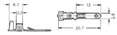 Flachstecker mit Rastzunge -1,5mm², 2,8mm, "Mini", Messing verzinnt