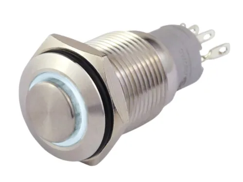 Druckschalter in A2 12V / 3A mit weißer Ringbeleuchtung
