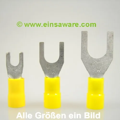 Gabelkabelschuhe -6,0mm² gelb isoliert