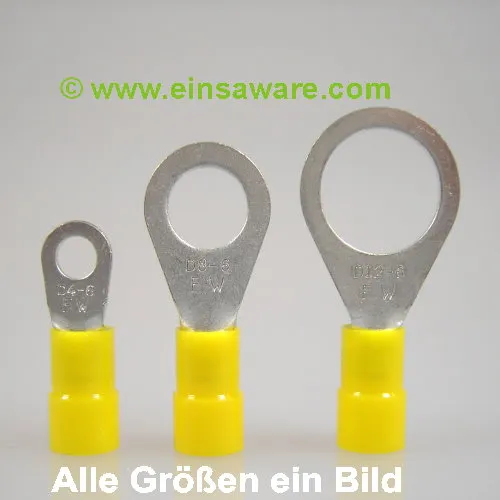 Ringkabelschuhe -6,0mm² gelb isoliert