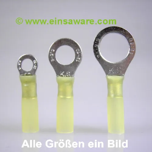 Ringkabelschuhe -6,0mm² gelb schrumpfisoliert 5 Stück