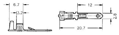 Flachstecker mit Rastzunge -1,5mm², 2,8mm, Mini, Messing verzinnt