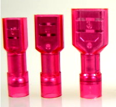 Blade receptacle -1,0mm red fully insulated 20 pcs.