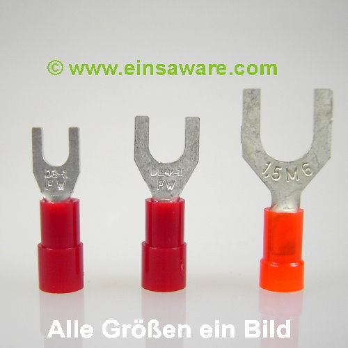 Cable lugs fork type -1,0mm red insulated