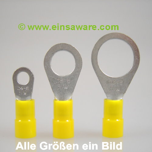 Cable lugs ring type -6,0mm yellow insulated
