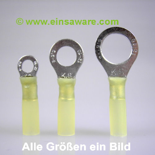 Ringkabelschuhe -6,0mm gelb schrumpfisoliert 5 Stck