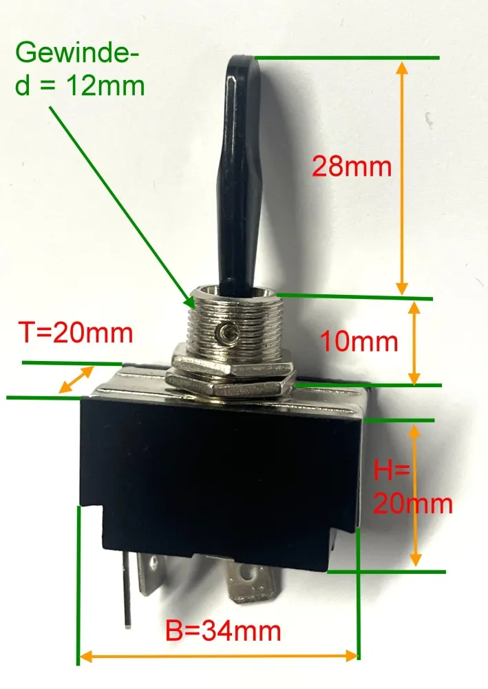 Kippschalter schwarz On-Off-Flash 12V / 20A