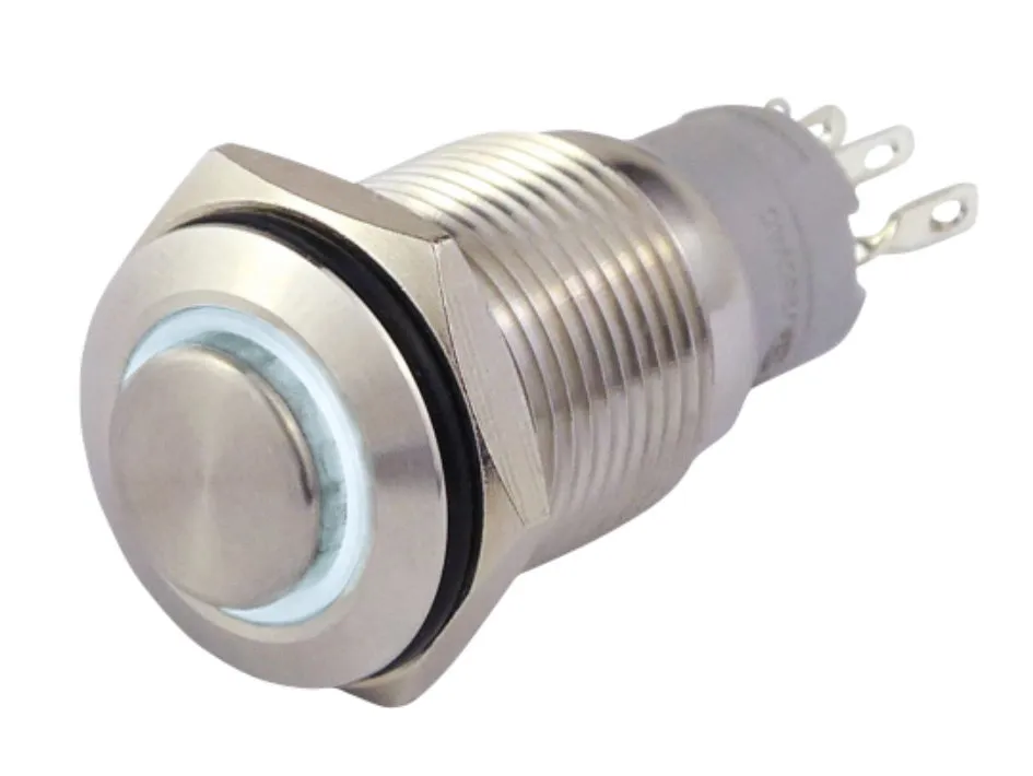 Druckschalter in A2 12V / 3A mit weißer Ringbeleuchtung