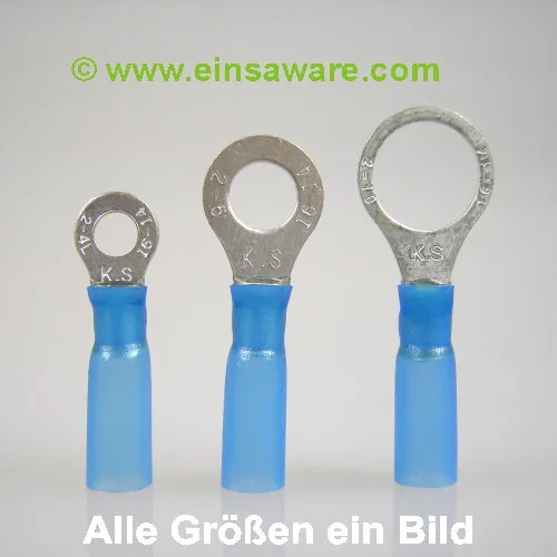 Ringkabelschuhe -2,5mm² blau schrumpfisoliert 5 Stück